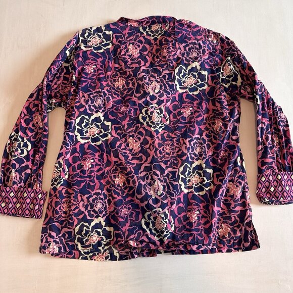 Vera Bradley Button Up Shirt XL Katarina Floral Boho Pink And Blue - Picture 11 of 13